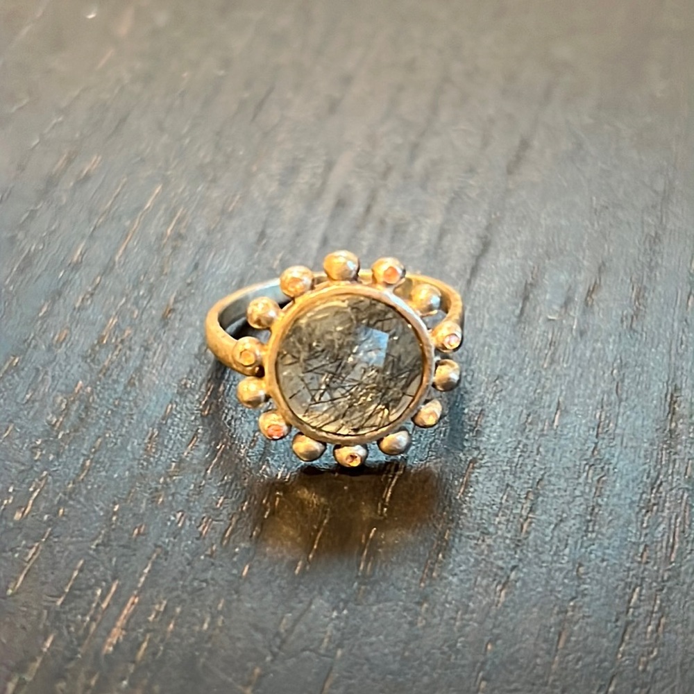 Quartz With Black Specks Statement Ring - image 1